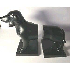 Set of 2 Dachshund Dog Art 8"x 8" Bookends Heavy Resin Beautiful Home Doxin